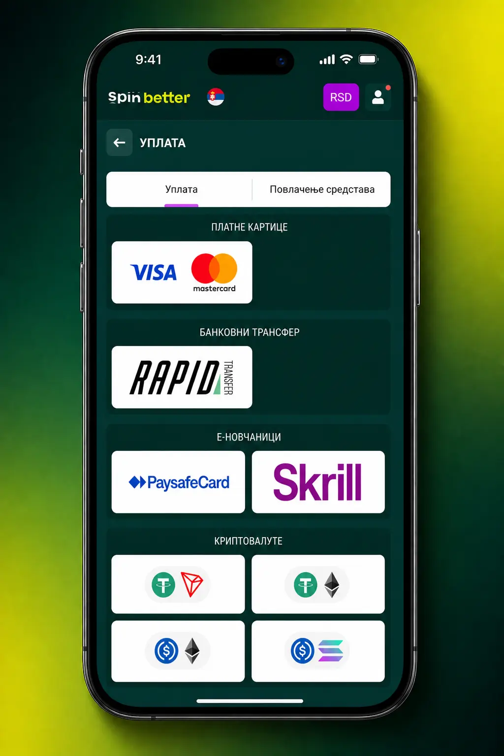 Uputstvo u četiri koraka za aktivaciju SpinBetter bonusa u Srbiji: registracija, depozit, promo kod i potvrda.