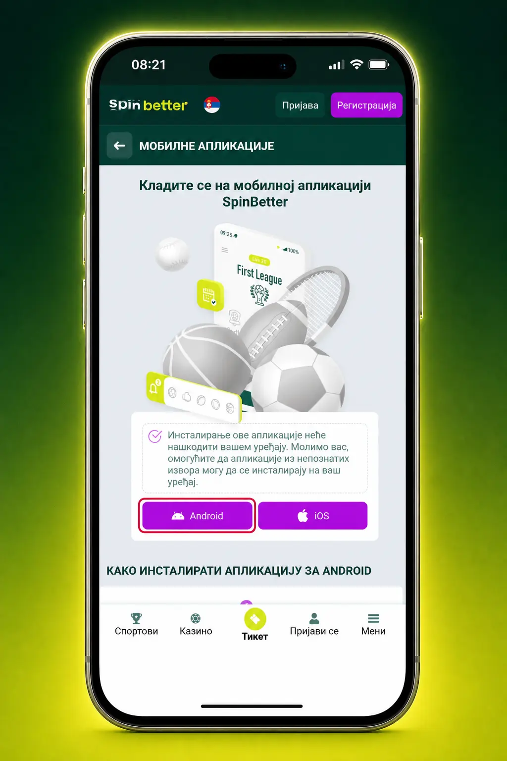 Preuzimanje SpinBetter APK fajla na Android uređaj u četiri jednostavna koraka za instalaciju