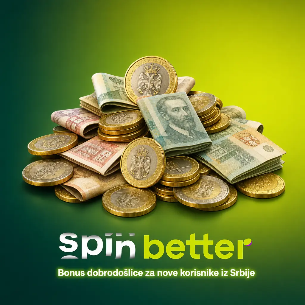 SpinBetter bonus dobrodošlice za igrače iz Srbije - paket kroz četiri depozita sa besplatnim okretajima na slot igrama.