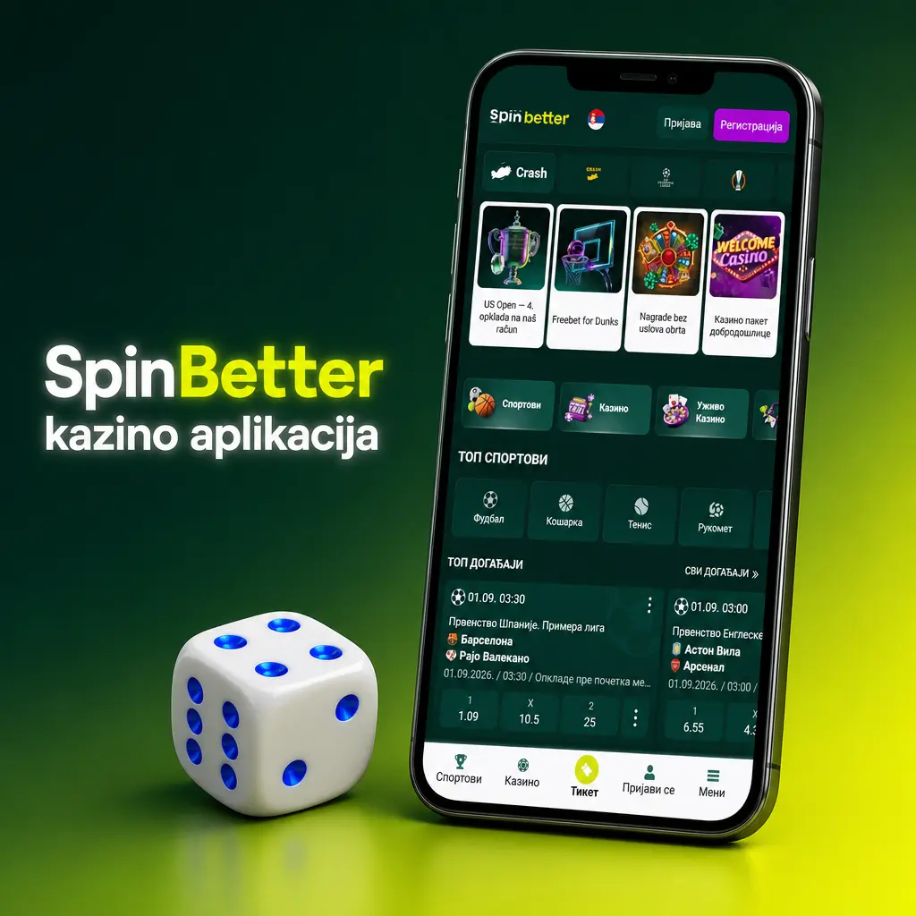 SpinBetter kazino aplikacija sa slot igrama, live rulet, blackjack i bakara stolovima uživo sa pravim krupijeima