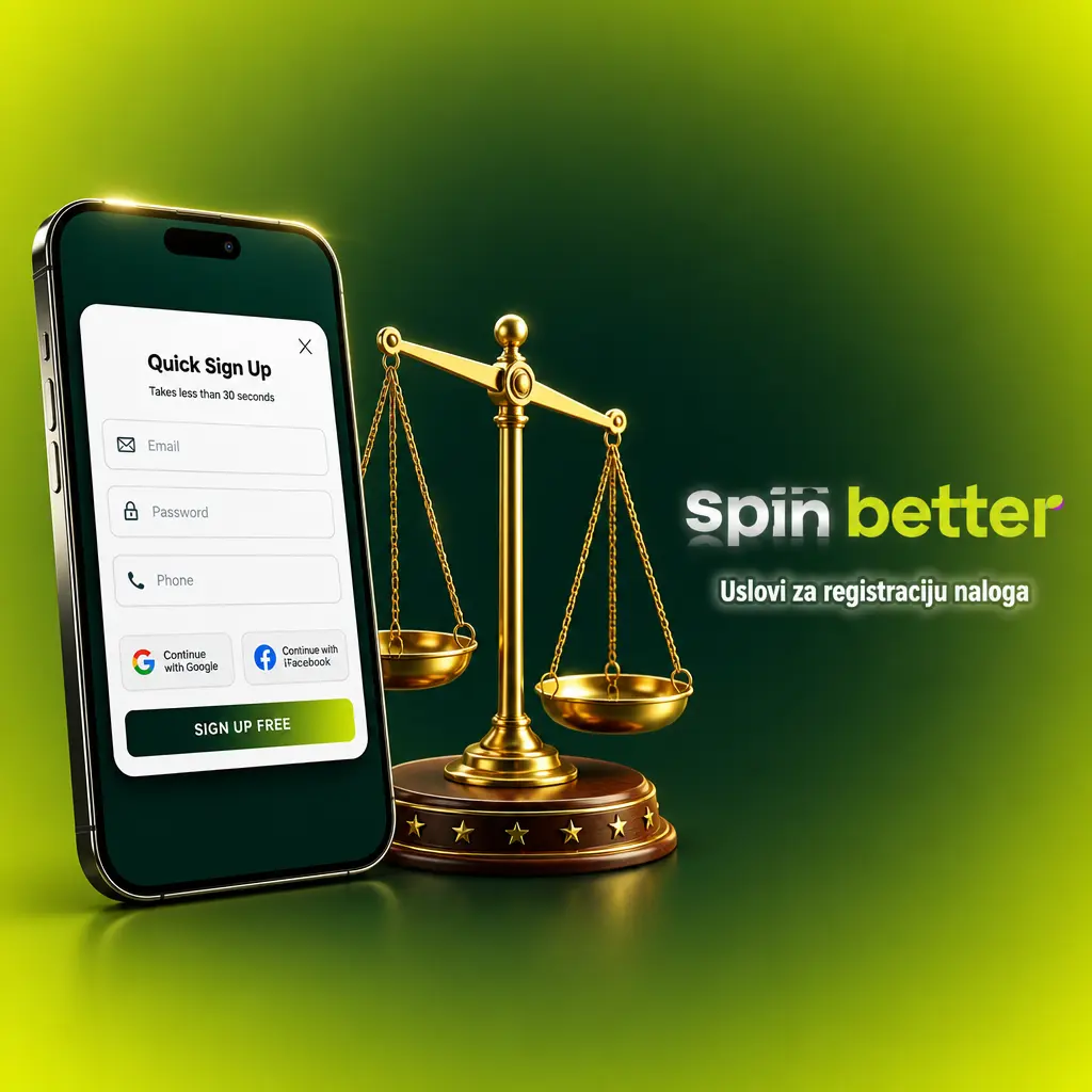 Uslovi za registraciju naloga na SpinBetter – punoletstvo, tačni podaci i prihvatanje pravila platforme.
