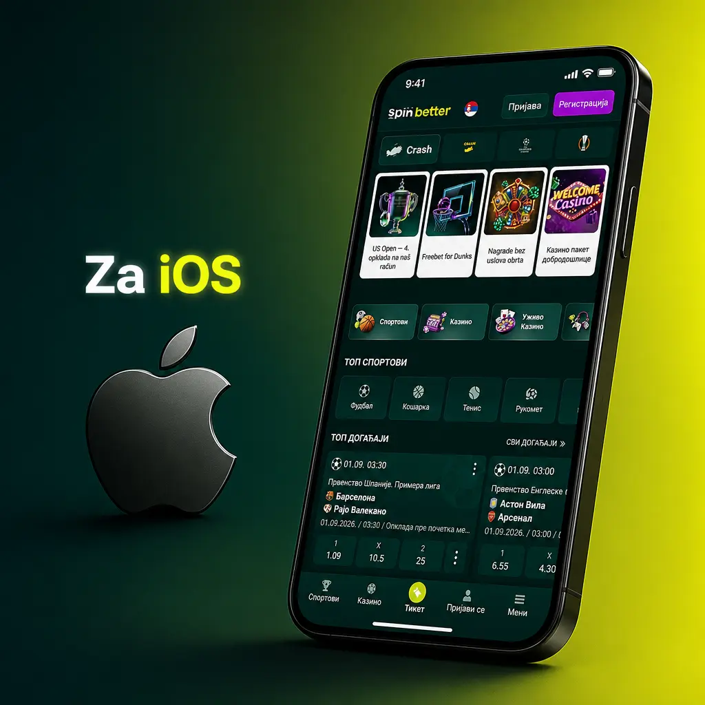 SpinBetter PWA instalacija na iPhone i iPad - dodavanje aplikacije na početni ekran preko Safari pregledača, iOS 13+